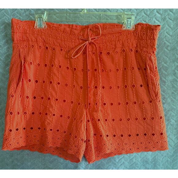 August Silk Orange Eyelet Women Shorts - Picture 1 of 3